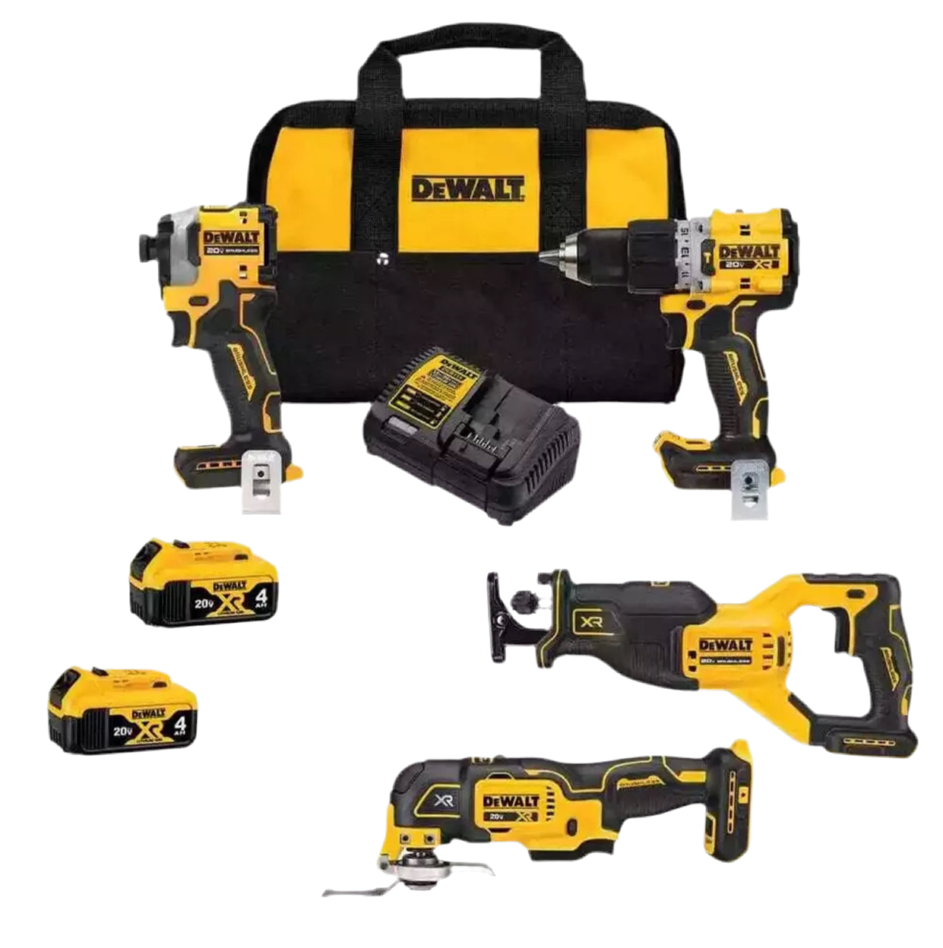 DeWALT 20-Volt Lithium-Ion Cordless 4-Tool Combo Kit (2) 4Ah Batteries DCK411Q2