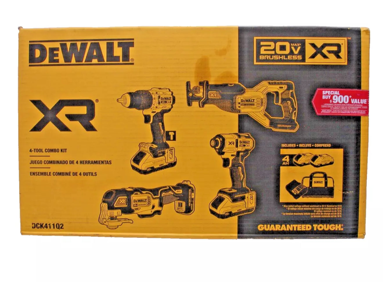 DeWALT 20-Volt Lithium-Ion Cordless 4-Tool Combo Kit (2) 4Ah Batteries DCK411Q2