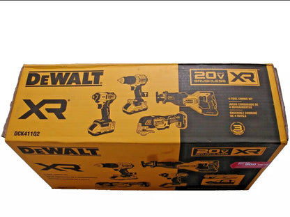 DeWALT 20-Volt Lithium-Ion Cordless 4-Tool Combo Kit (2) 4Ah Batteries DCK411Q2