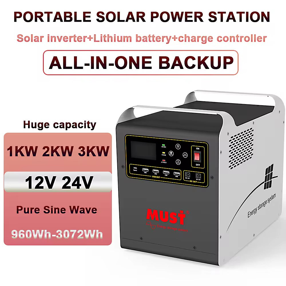 Portable Solar Power Station HBP18-1012-OLV, 2000W, 12VDC, 120VAC
