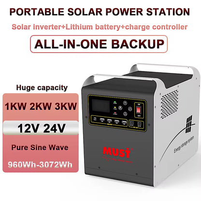 Portable Solar Power Station HBP18-1012-OLV, 2000W, 12VDC, 120VAC