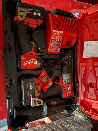 Open box- Milwaukee 3697-22 M18 FUEL Brushless Hammer Drill + Impact Driver Kit
